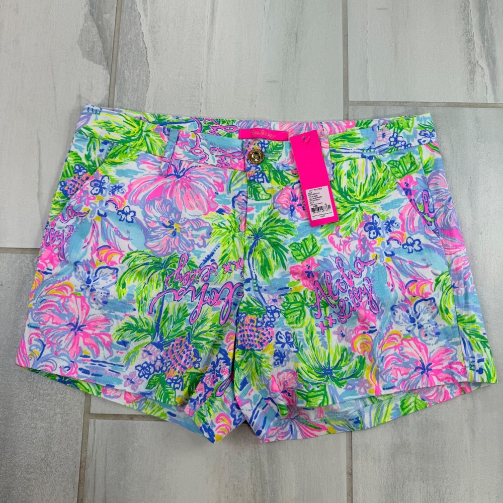 HTF Lilly Pulitzer Callahan Shorts Multi Lilly Loves Hawaii Tropical Floral 10